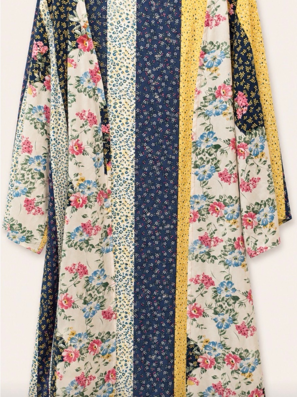 Floral Patchwork Tunic Dress in Navy, Cream & Yellow